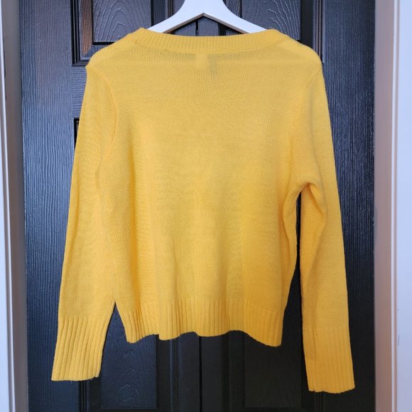 H & M Yellow Long Sleeved Crewneck Sweater Jumper Size M - Picture 8 of 11